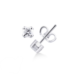 750 white gold 4 prongs diamond stud earrings