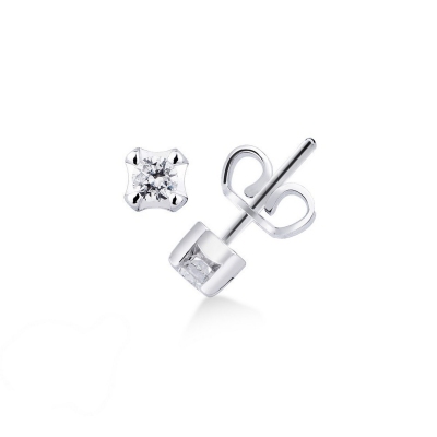 750 white gold 4 prongs diamond stud earrings 