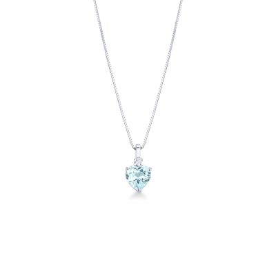 Diamond and heart shape Aquamarine pendant