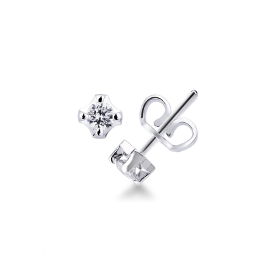 18k white gold 4 prongs diamond stud earrings 