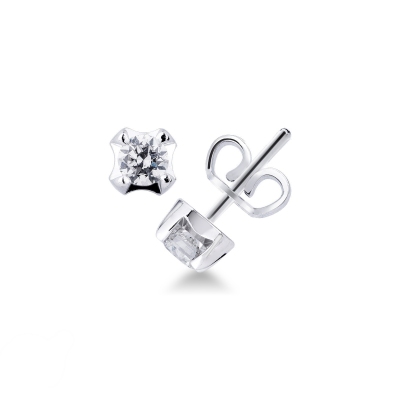 Diamond stud earrings in white gold 18k