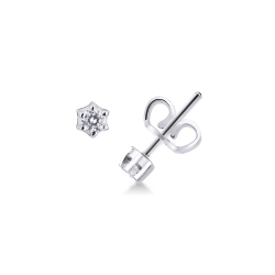 6 prongs diamond stud earrings in white gold 18k, ct 0,12