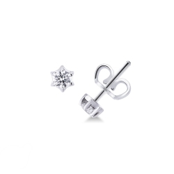 6 prongs 18k white gold stud earrings with diamonds 0,40 ct