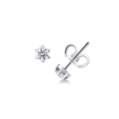 6 prongs 18k white gold stud earrings with diamonds 0,40 ct 