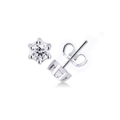 6 prongs diamond stud earrings in white gold 18k ct 0,60 