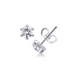 6 prongs white gold 18k bezel diamond stud earrings