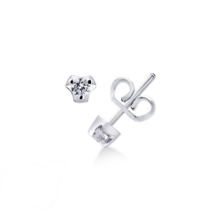 3 prongs diamond stud earrings in 18kt white gold