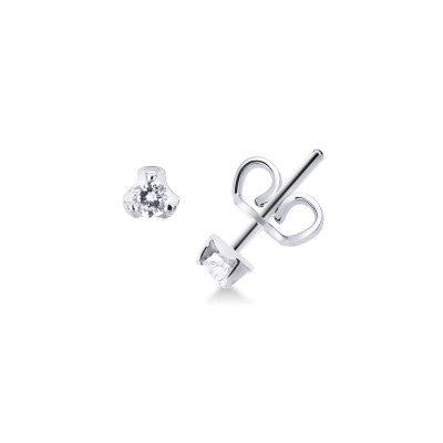 3 prongs diamond stud earrings in white gold 18k 