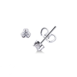 3 prongs diamond stud earrings in white gold, ct 0,30