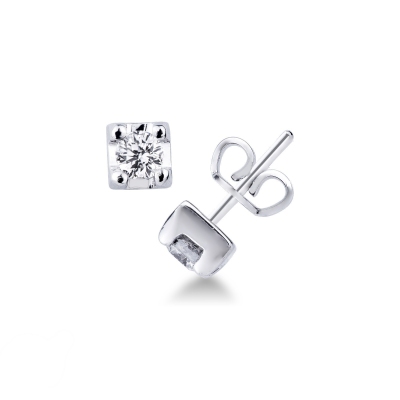 Diamond stud earrings 4 prongs in white gold 18k