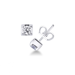 4 prongs white gold 18k diamond stud earrings