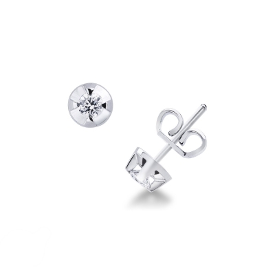 4 prong diamond stud earrings in white gold 18k
