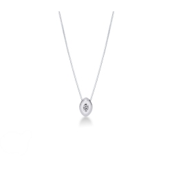 18k white gold rice grain pendant with diamond