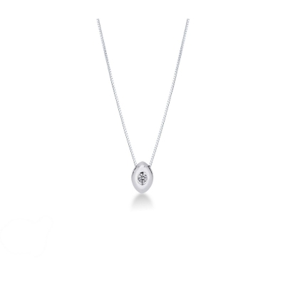 18k white gold rice grain pendant with diamond