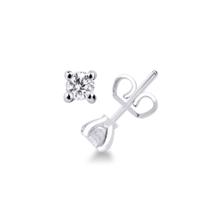 4 prongs diamond stud earrings in white gold 18k