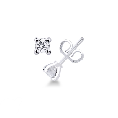4 prongs diamond stud earrings in white gold 18k 