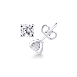 White gold 4 prongs diamond stud earrings