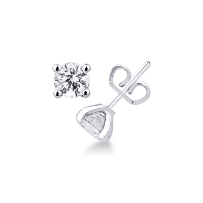 White gold 4 prongs diamond stud earrings 
