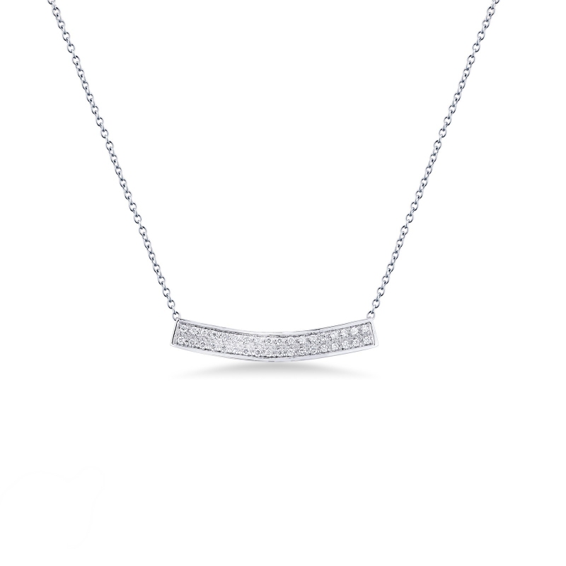 18k white gold necklace with a diamond bar