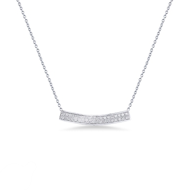 18k white gold necklace with a diamond bar