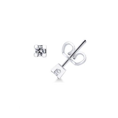 18k white gold diamond stud earrings, 0,12 ct