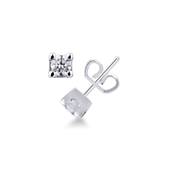 18k white gold diamond stud earrings, ct 0,20