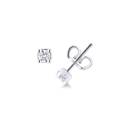 Stud earrings with diamonds in 18k white gold, 0,40 ct