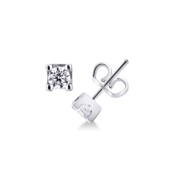18k white gold bezel diamond stud earrings ct 0,60