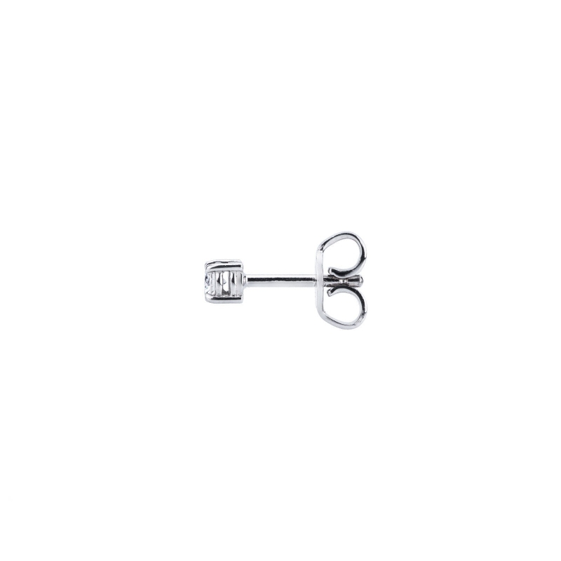 18k white gold 4 prongs single diamond stud earring 18k white gold 4 prongs single diamond stud earring