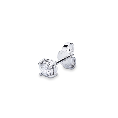 White gold 18k four prong diamond stud earring