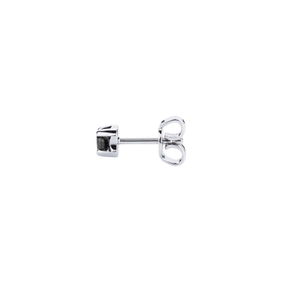 White gold 18k single stud earring with a black diamond