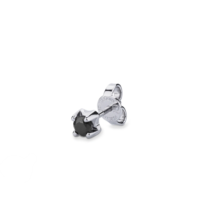 White gold 18k single stud earring with a black diamond
