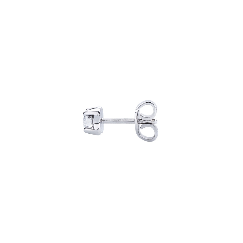 White gold 18k 4 prong-set diamond single earring  White gold 18k 4 prong-set diamond single earring