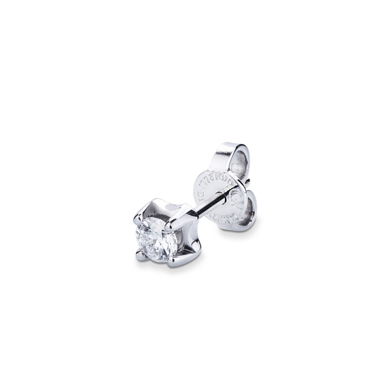 White gold 18k 4 prong-set diamond single earring  White gold 18k 4 prong-set diamond single earring