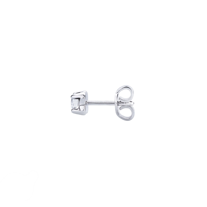 White gold 18k 4 prong diamond single earring White gold 18k 4 prong diamond single earring