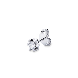 6 prongs white gold 18k diamond single stud earrings