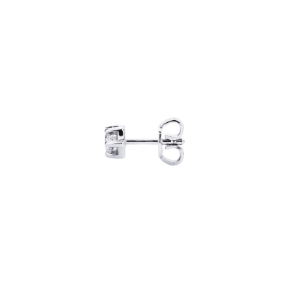 6 prongs diamond single stud earrings in white gold 18k 