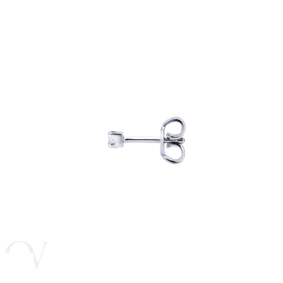 4 prong single stud earring in white gold 18k