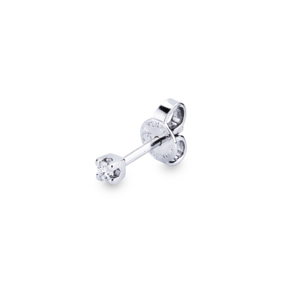 4 prong single stud earring in white gold 18k