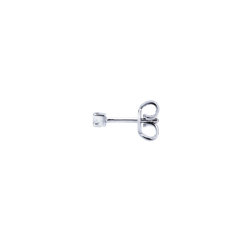 4 prong single stud earring in white gold 750 4 prong single stud earring in white gold 750