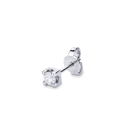 4 prongs diamond single stud earring in white gold 18k