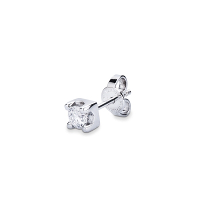 White gold 18k diamond single stud earring 4 prong
