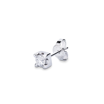 White gold 750 diamond single stud earring 4 prong