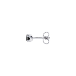 White gold 18k 4 prong single stud earring with a black diamond 2