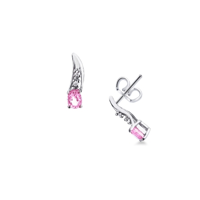 18k white gold earrings with diamonds and pink sapphires