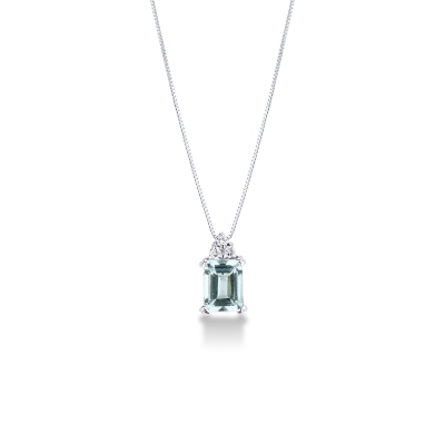 Necklace with aquamarine and diamonds pendant