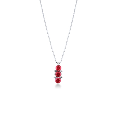 Necklace in 18k white gold with rubies and diamonds