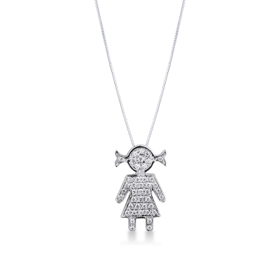 750 white gold little girl diamond necklace