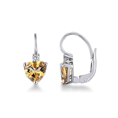 White gold 18k drop earrings with citrine and diamonds 