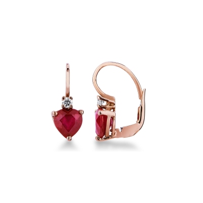 Rose gold 18k drop earrings with rubies and diamonds 